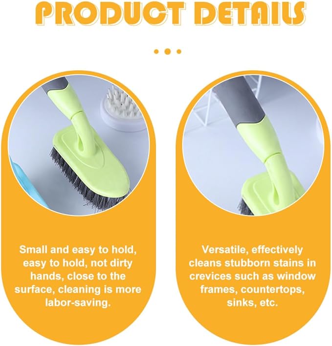 Veemoon Tile and Bathroom Cleaning Brush Long Handle, Yellow Hard Bristle Scrub Brush for Floor, Bathtub, Toilet Deep Cleaning and Tile Detail Maintenance