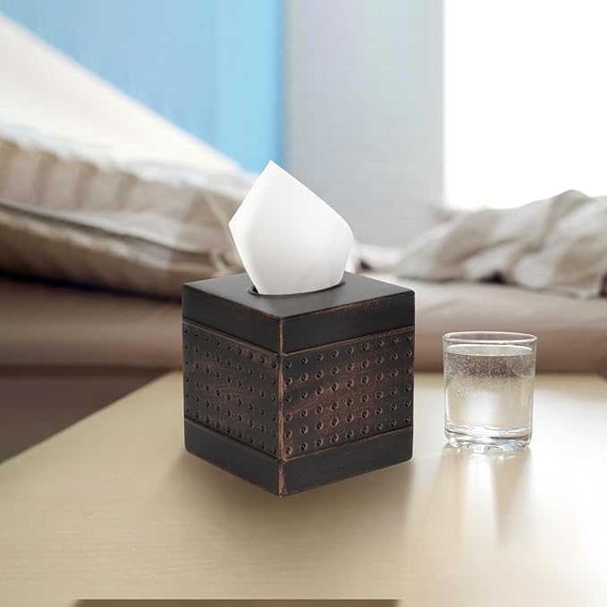 Industrial Style Tissue Box Cover, Tissue Holder, Square Box Covers,for bedrooms, Offices, bathrooms, Living Rooms etc.(Bronze)