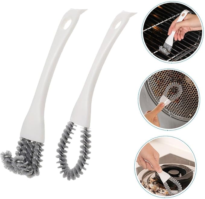 2pcs Kitchen Cleaning Brush Set – Multifunctional Crevice and Grout Cleaner Brushes with U-Shaped and Bent Design – Stiff Bristle Tools for Stove, BBQ Grill, Window Track,
