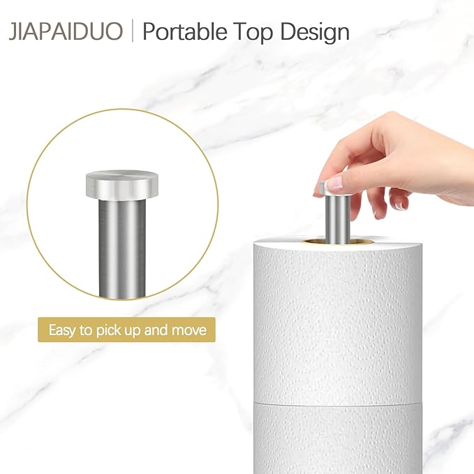 Toilet Paper Holder Stand with Reserve Function, Brushed Nickel Toilet Roll Holder Free Standing, Toilets Paper Storage Stand for 5 Rolls of Toilets Papers，Modern Design