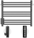 K&KALONZO Towel Warmer for Bathroom, Wall-Mounted 9-Bar Heated Towel Rack with Built-in Timer, Waterproof Electric Towel Heater, Support Plug-in and Hardwired, Matte Black, EL13S