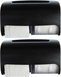 2-Pack Commercial Toilet Paper Dispenser Wall Mount, Double (2 Roll) Locking Toilet Paper Holder (Black), Compact Two Roll, Side by Side Design Tissue Paper Dispenser