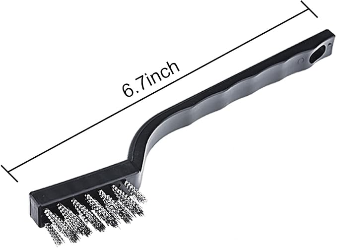 20 Pieces Mini Handle Stainless Steel Wire Bristles Brush Set for Cleaning Welding Slag, Stain and Rust (Silvery)