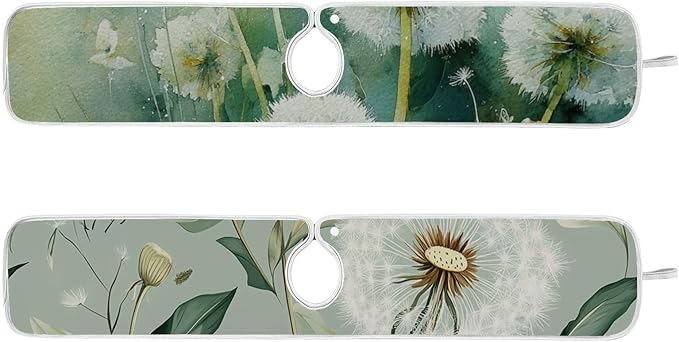 Sink Faucet Absorbing Mat Kitchen Sink Splash Guard Splash Faucet Drip Catcher for Bar RV Bathroom 2PCS 30x5.5in Sage Green Dandelion