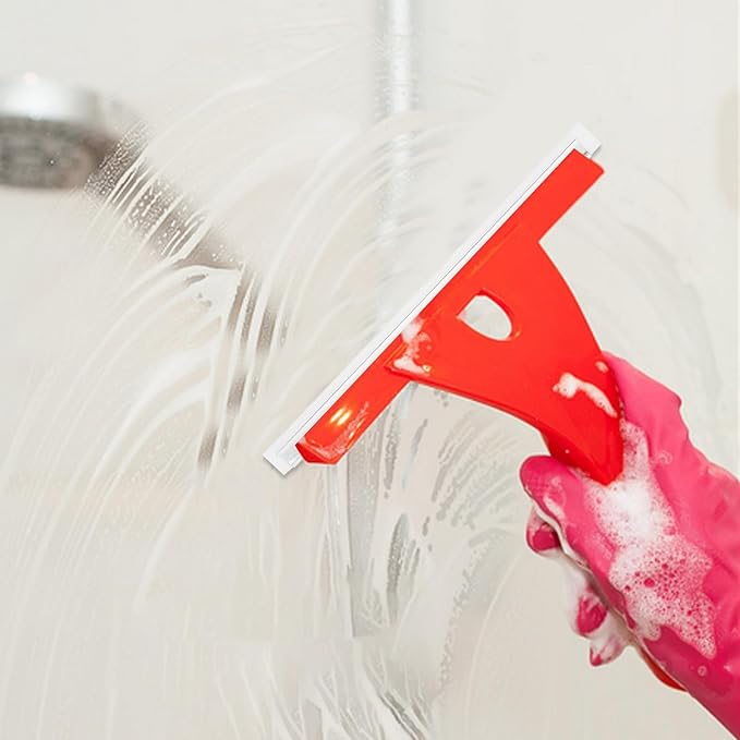 Kichvoe 6pcs Silicone Squeegee Replacement Blades for Shower Doors, 29x2cm Aluminum Alloy Frame with Soft Rubber Strip, Glass Scraper for Bathroom and Window Cleaning