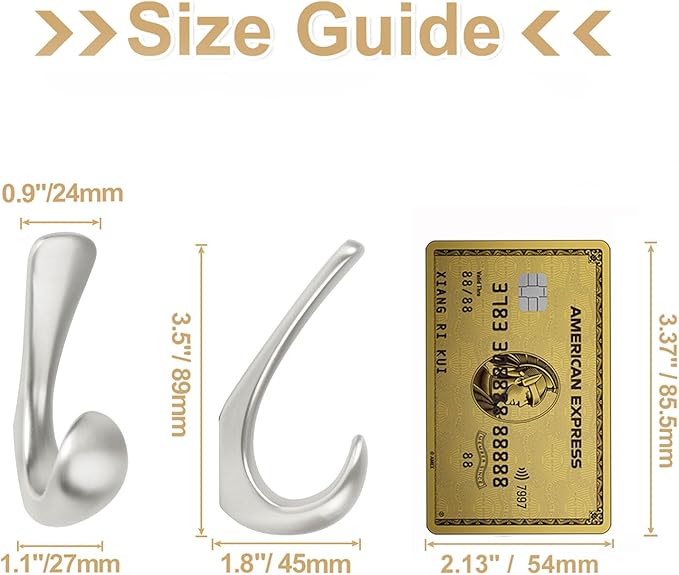 1 Pack Towel Hooks for Bathrooms Wall Mounted, Brushed Nickel Bathroom Hooks for Towels, Robe & Towel Hook for Wall, Modern Bath Towel Hook