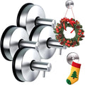 Suction Cup Hooks for Door Wreaths on Glass Suction Cup Hooks for Shower,2025 No Drill Hook Hanging Towels for Window Door Bathroom Mirrors Christmas,Wreath Hanger Holder for Daily Use (Silver-4pc)
