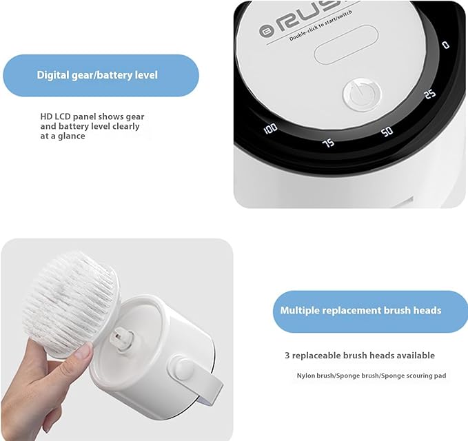 Rechargeable Electric Scrubber Ergonomic Grip Heavy Duty for Shower Sink Appliances Bathroom Cleaning Brush