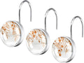 12 Pcs Orange Eucalyptus Decorative Shower Curtain Hooks Rustproof Stainless Steel Shower Rings Hanger for Modern Living Room Bedroom Bathroom Decor