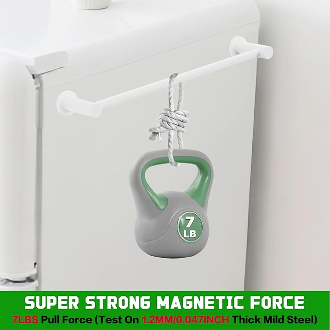 ULIBERMAGNET Magnetic Towel Holder, 1 Set Magnetic Towel Bar Holder with Adjustable Length, White Non-Slip Magnetic Towel Rod Rack for Refrigerator, Dishwasher, Oven, Laundry