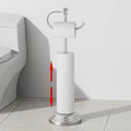 RUMOSE Toilet Paper Holder Stand for Floor, Brushed Nickel Bathroom Free Standing Toilet Tissue Roll Holder with Storage, Adjustable 17-25 Inch, SUS304 Stainless Steel