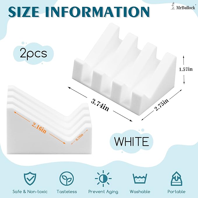 Silicone Soap Dish for Bar Soap Holder for Shower Bathroom Self Draining Waterfall Drying Tray Keep Soap Bars Dry Clean & Easy Cleaning (White/Pink, 2)