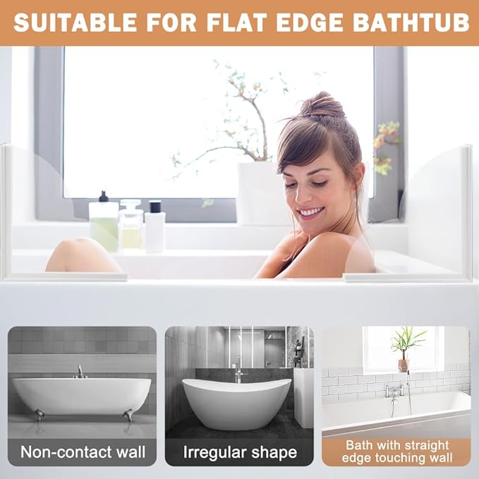 2 Pack Shower Splash Guard, Shower Corner Water Guard Bathtub Water Splash Guards to Keep Water in Tub Waterproof Self-Adhesive Shower Corner Silicone Clear Shower Blocker for Washbasin, Tubs, Sinks