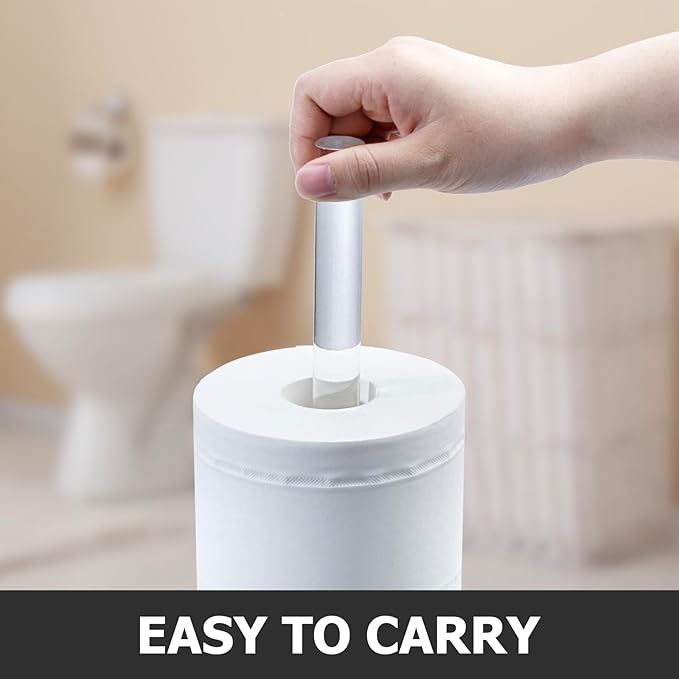 MyGift Freestanding Toilet Paper Holder Stand - Bathroom Toilet Paper Storage with Floor Standing Roll Dispenser