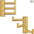 APLusee Brushed Gold Swivel Towel Hook 2 Pack, 304 Stainless Steel Triple Clothes Hook, Wall Mount