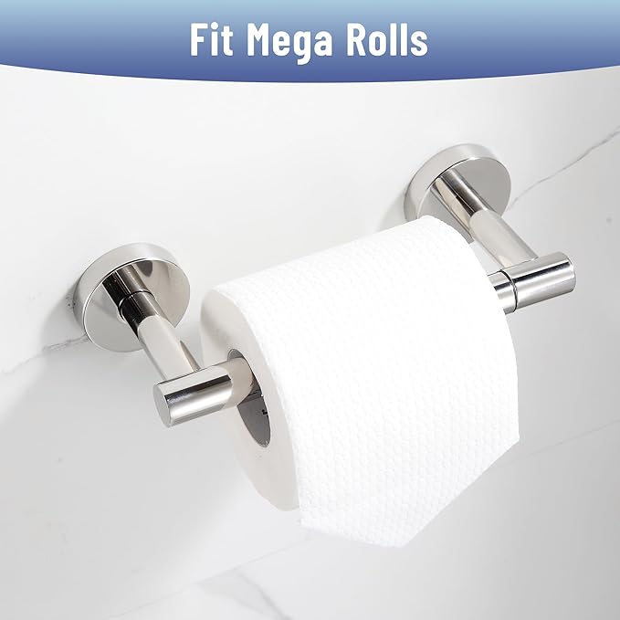 BVL Toilet Paper Holder Polished Chrome Wall Mount Stainless Steel 304 Large Mega Roll