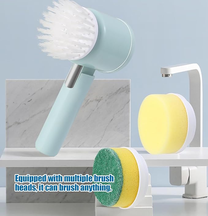 Electric Spin Scrubber,Cordless Rechargeable Shower Scrubber with 3 Replaceable Cleaning Brush Heads for Bathroom/Kitchen/Floor/Tile,B