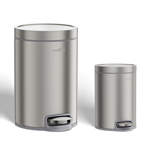 mVm 3+0.8 Gal Kitchen Trash Can with Lid, Stainless Steel Step Trash Can for Home Bathroom Office (Tin)