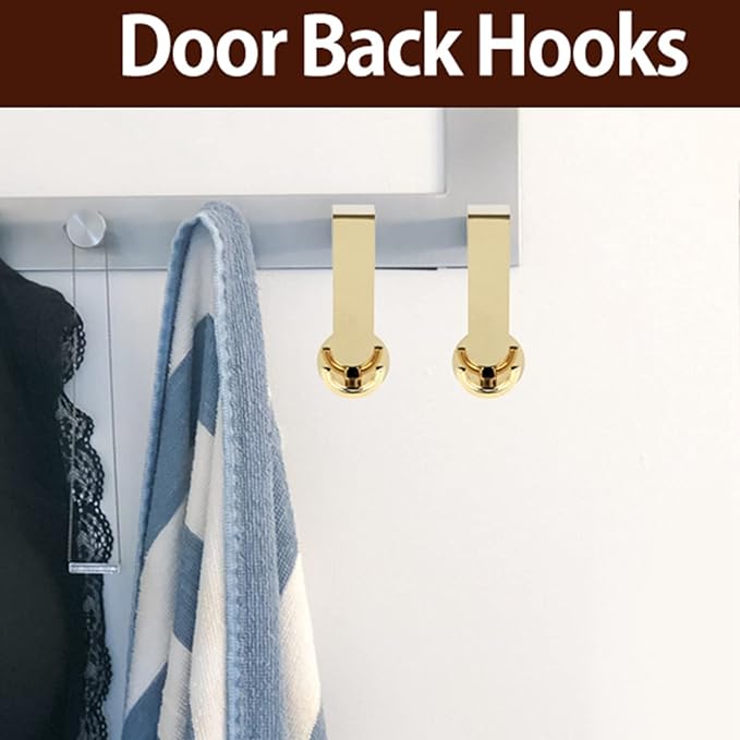 HEEPDD Over The Door Hook, Stainless Steel, Gold, Multi-Purpose Door Back Hanger for Bathroom, Living Room, Bedroom, Hanging Clothes, Towels, Shoes, Bags, Hats, Coats