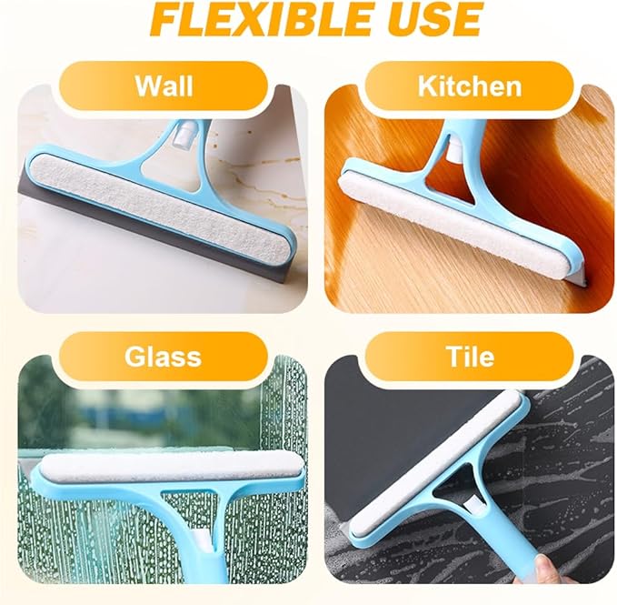 3 in 1 Window Cleaning Scraper, 2025 Upgraded Window Squeegee with Spray, Squeegee for Shower Glass, Glass Scraper All Purpose Window Cleaner Tool for Car, Home, Kitchen,Bathrooms Window (White)