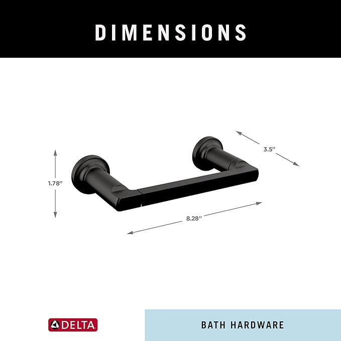 DELTA FAUCET 78955-BL Tetra Pivot Arm Toilet Paper Holder Bath Hardware Accessory in Matte Black