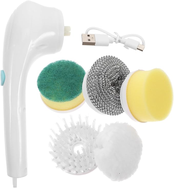 PRETYZOOM Versatile Cleaning Brushes Electric Scrubber Interchangeable Heads for Bathroom Kitchen Shower