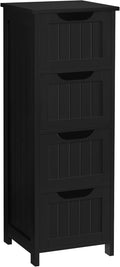 Yaheetech Bathroom Floor Cabinet, Wooden Side Storage Organizer, 4 Drawers Free-Standing Cabinet for Bathroom/Hallway/Living Room, Black