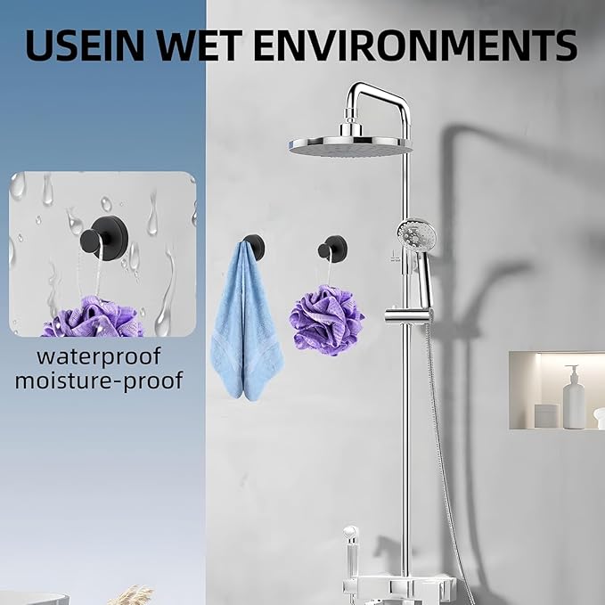 2 Packs Suction Cup Hooks for Wreaths on Glass, Waterproof No-Drill Shower Hooks for Towels, Robes, Coats, Wreaths,Wall Mount Hook for Bathroom, Kitchen and Wreath Hanger for Front Door (2pcs Sliver)