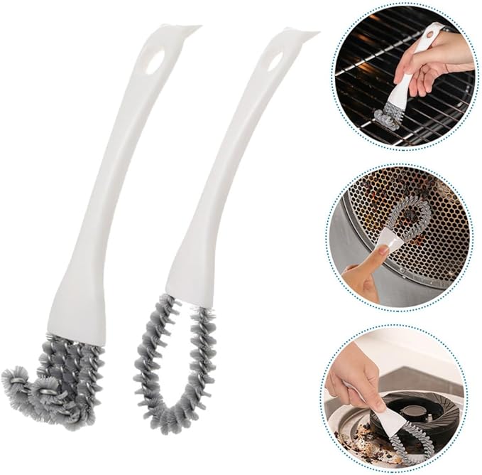 2pcs Multifunctional Kitchen Cleaning Brush Set U-Shaped and Bent Design Powerful Stain Remover Crevice Scrubber for Stove Grill and Dead Corner Cleaning