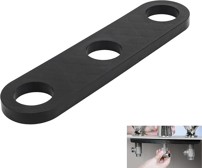 Faucet Stabilization Plate for Delta Rp37490 Victorian Sink Retaining Plate, Faucet Reinforcement Plate Baseplate 3 Hole Under Sink Faucet Bracket, Black