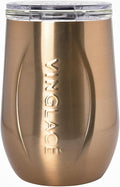 Vinglacé Stainless Steel Stemless Wine Glass- Insulated Wine Tumbler with Glass Insert and Sip Lid, 10 oz, Copper