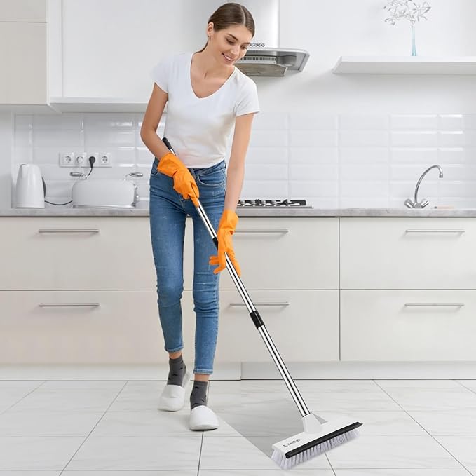 SetSail V-Shaped Scrub Brush and Floor Scrub Brush, V-Shaped Grout Cleaner Brush Swivel Grout Brush Stiff Bristle Grout Scrubber for Bathroom
