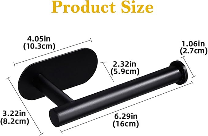 WYSE Self Adhesive Black Toilet Paper Holder,Stick on Toilet Paper Holder for Bathroom,Toilet Paper Roll Holders,SUS304 Stainless Steel RV Toilet Roll Holder