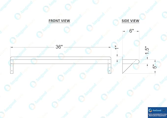 AmGood 36" Long X 6" Deep Stainless Steel Wall Shelf | NSF Certified | Appliance & Equipment Metal Shelving | Kitchen, Restaurant, Garage, Laundry, Utility Room