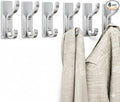 pickpiff Adhesive Wall Coat Hooks - Heavy Duty Stick-On Door Hanger, Metal Hook for Hanging Towel,Purse, Robe, Backpack, Jacket, Clothes - for Bathroom,Dorm, Closet, Kitchen - Silver, 6 Pack