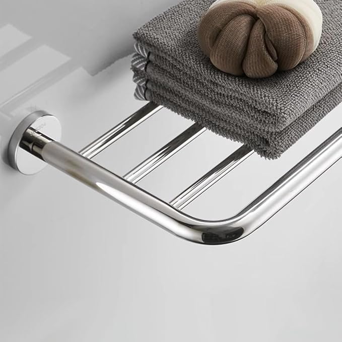 Hotel Towel Racks for Bathroom Wall Mounted, 30 Inch Towel Shelf for Bathroom, 2-Tier Bathroom Towel Rack, Polished Chrome