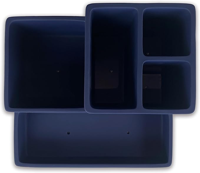 Toothbrush Holder, Bathroom Countertop Organizer, Bathroom Accessory Storage, Vanity Multi Use Holder for Electric Toothbrush Toothpaste Razor Mouthwasher and Others (Rubber Paint Navy Blue)