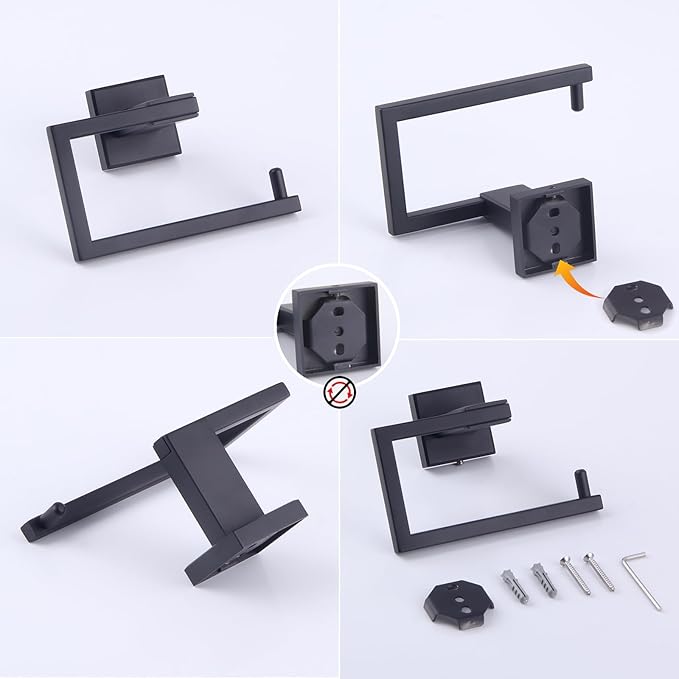 GERZ Bathroom Toilet Paper Holder SUS 304 Stainless Steel Matte Black Tissue Paper Roll Holder Wall Mount JG1905-BK
