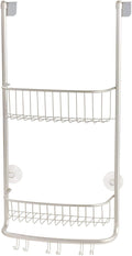 iDesign Forma Bathroom Over The Door Shower Caddy with Storage Baskets Shelves for Shampoo, Conditioner, Soap, Set of 1, Satin