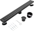24 Inch Linear Shower Drain, Matte Black Shower Drain,Removable Grate, 304 Stainless Steel, Easy to Install and Clean for Bathrooms (Drain Base Not Included), LSD-51A-24B