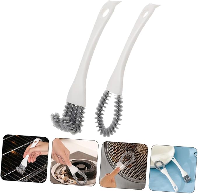 2pcs Multi-use Kitchen Cleaning Brush Set with U-Shaped and Angled Soft Bristles Grout Scrub Brush for Dead Corners and Crevice Cleaning Household Tool for Stove and Grill