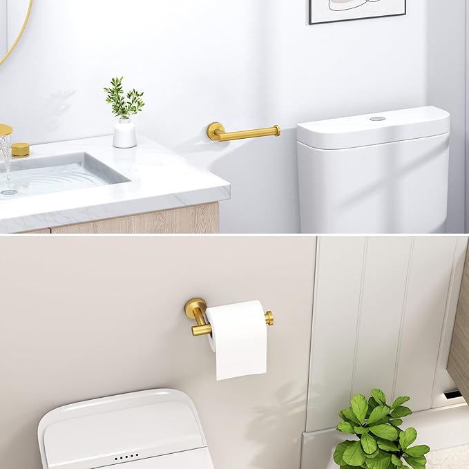 Toilet Paper Holder Brushed Dark Gold, Angle Simple SUS304 Stainless Steel Bathroom Paper Roll Holder Hanger, Lavatory Tissue Dispenser Wall Mount