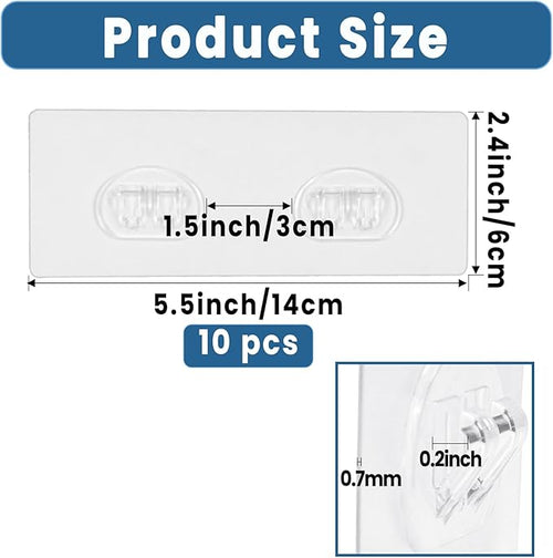 10 Pack Shower Caddy Adhesive Replacement, Shower Shelf Strong Adhesive Hooks, No Drilling, Transparent WaterProof Strips for Bathroom Shelves & Kitchen Racks