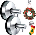 Suction Cup Hooks for Door Wreaths on Glass Suction Cup Hooks for Shower,2025 No Drill Hook Hanging Towels for Window Door Bathroom Mirrors Christmas,Wreath Hanger Holder for Daily Use (Silver-2pc)