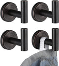 JQK Bathroom Towel Hook Oil Rubbed Bronze, 304 Stainless Steel 0.8mm Coat Robe Clothes Hook for Bathroom Kitchen Garage Wall Mounted (Pack of 4), TH100-ORB-P4