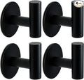 Self Adhesive Towel Hook Matte Black Coat Hook Brushed Nickel SUS304 Stainless Steel Heavy Duty Waterproof Towel Robe Clothes Hook Holder for Bathroom Kitchen Office Hotel Pool Wall Mounted Hook-4Pack