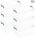 Tribello Clear Storage Bins with Lids, 6-Pack Stackable Plastic Storage Containers for Home Organization – Totes for Closet and Underbed Storage, 21 Quarts