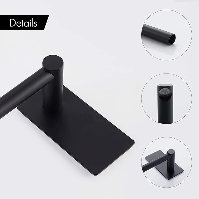 KES 12-Inch Towel Bar for Bathrooms, Adhesive Hand Towel Holder, Wall Mounted No Drill SUS 304 Stainless Steel Matte Black, A7000S30-BK