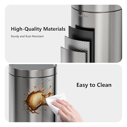 mVm 8 Gal Trash Can, Kitchen Trash Can with Lid, Tall Garbage Can for Home Room Office(Gray)