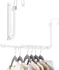 Over The Door Hooks Hangers, 1 Pack Extend Foldable Over The Door Drying Rack for Laundry, Overdoor Hanger Hook with 6 Groves + 5 Ertra Groves for Towel, Coat, White